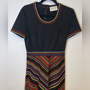 VTG 60s/70s Butte Knit Dress Chevron Stripe S/M disco retro hippie mod maxi